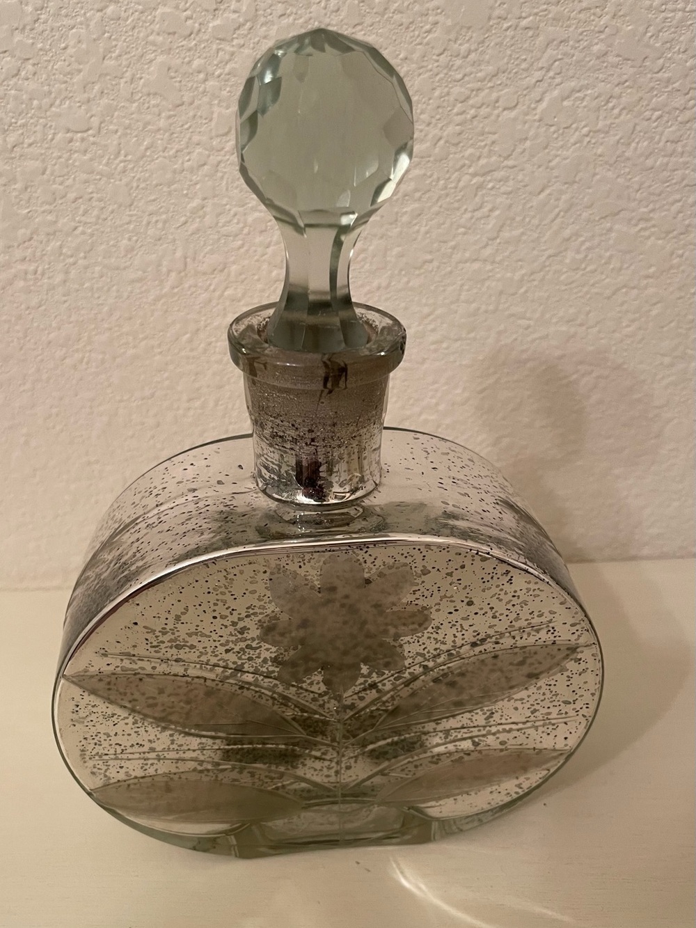 Creative Co-Op Silver-Tone Speckled Glass Decanter